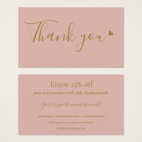 Chic Pink Thank You For Shopping Discount Card