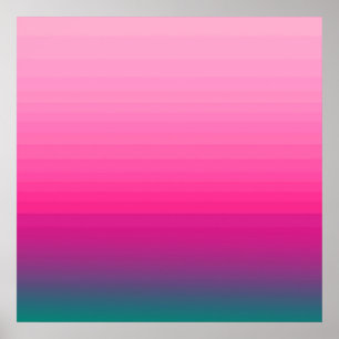 Chic Pink to Teal Color Block Gradient Poster