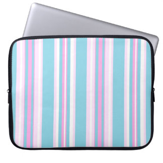 Chic Pink, Turquoise, Striped Laptop Sleeve
