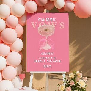 Chic Pink Vino Before Vows Bridal Shower Welcome Foam Board