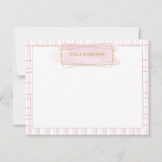 Chic Pink Watercolor Badge Note Card