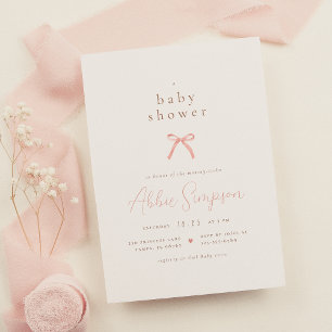 Chic Pink Watercolor Bow Girl Budget Baby Shower