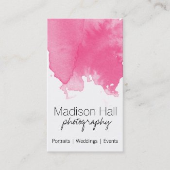 Chic Pink Watercolor Business Card by cardeddesigns at Zazzle
