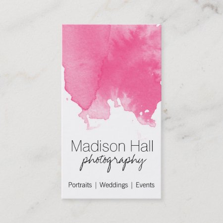 Chic Pink Watercolor Business Card