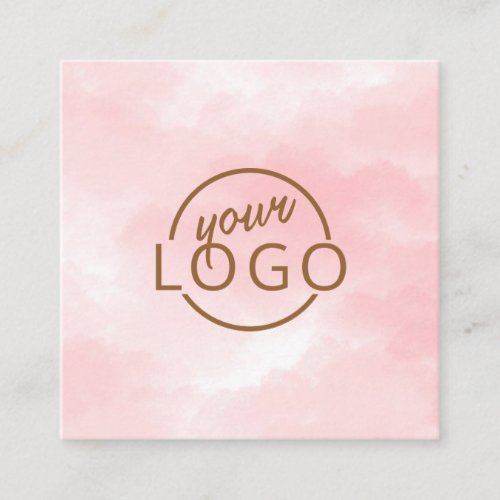 Chic pink watercolor custom logo professional square business card