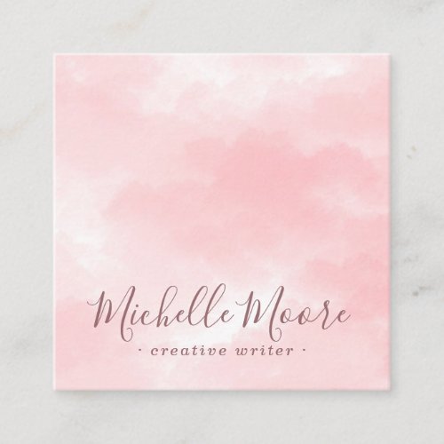Chic pink watercolor elegant minimal professional square business card