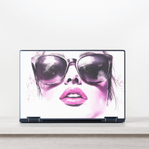 Chic Pink Watercolor Fashion Woman Sunglasses HP Laptop Skin