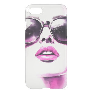 Chic Pink Watercolor Fashion Woman Sunglasses iPhone SE/8/7 Case