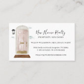 Chic Pink Watercolor Front Door Real Estate Photo Business Card (Front)