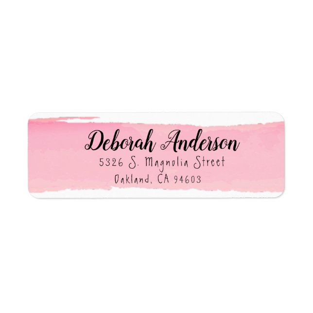 Chic Pink Watercolor Label (Front)