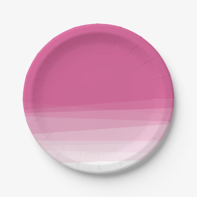 Chic Pink Watercolor Ombre Paper Plates (Front)