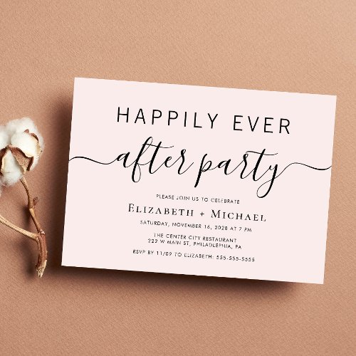 Chic Pink Wedding After Party Invitation