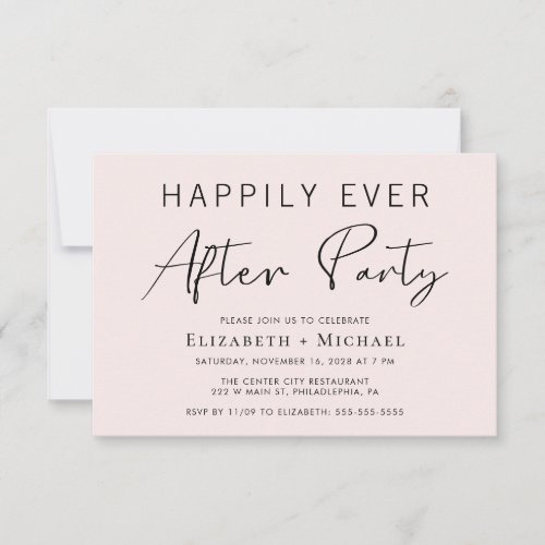 Chic Pink Wedding Reception After Party Invitation