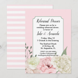 Chic Pink Wedding Rehearsal Dinner Invitation