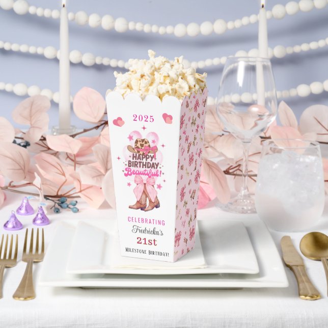 Chic Pink Western Cowgirl Happy Birthday Beautiful Favor Boxes (Wedding)
