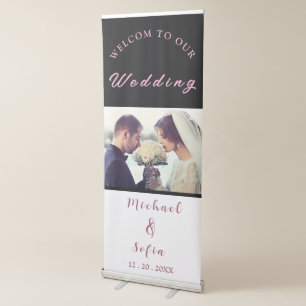 Chic Pink, White & Black Modern Wedding Banner