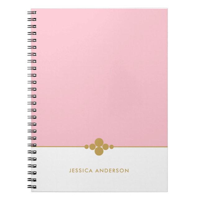 Chic Pink White Gold Personalized Notebook (Front)