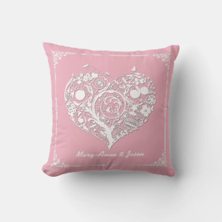 Chic Pink & White Heart Decorator Pillow