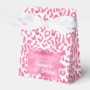 Chic Pink White Leopard Print Favor Boxes