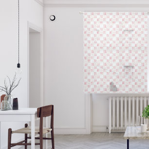 Chic Pink White Squares Sheer Curtains