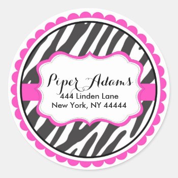 Chic Pink Zebra Print Address Labels by ThreeFoursDesign at Zazzle