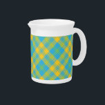 Chic Pitcher or Jug: Blue, Yellow, Green Plaid<br><div class="desc">A chic,  small china Pitcher or Jug,  with a plaid pattern in Sky Blue,  Grass Green and Golden Yellow; part of the Posh & Painterly 'Daisychain' collection.</div>