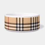 Chic Plaid Warm Tan Base White Black Brown Tartan Bowl<br><div class="desc">Serve your pet in style with this plaid pet bowl, featuring a warm tan background accented by white, black, brown, and red lines in a classic tartan design. Made from durable, easy-to-clean materials, this bowl is perfect for food or water and designed to withstand everyday use. The timeless plaid pattern...</div>