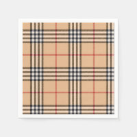 Chic Plaid Warm Tan Base White Black Brown Tartan
