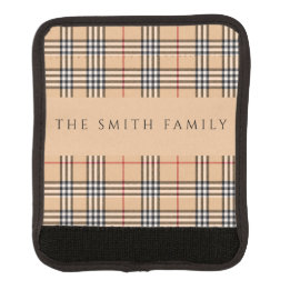Chic Plaid Warm Tan | Customizable Family Name Luggage Handle Wrap