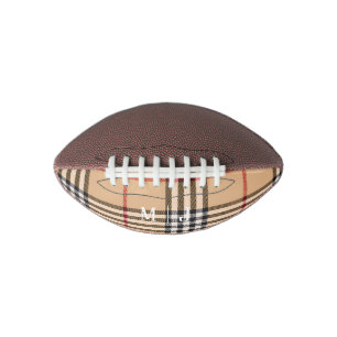 Chic Plaid Warm Tan Customizable Initials Monogram Football