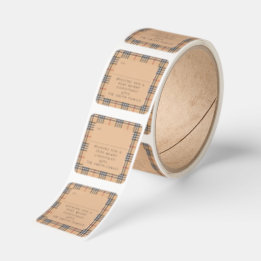 Chic Plaid Warm Tan | Customizable Text Holiday Square Sticker
