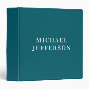 Chic Plain Dark Teal Color Personalized Custom 3 Ring Binder