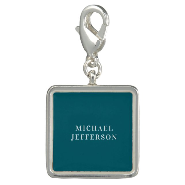 Chic Plain Dark Teal Color Personalized Custom Charm (Front)