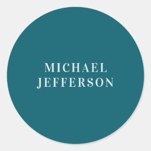 Chic Plain Dark Teal Color Personalized Custom Classic Round Sticker