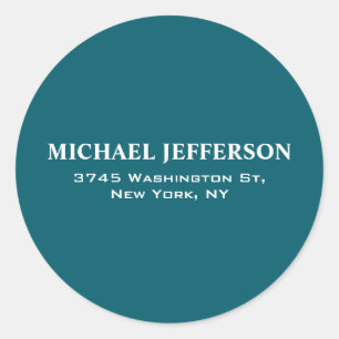 Chic Plain Dark Teal Color Personalized Custom Classic Round Sticker