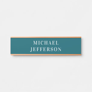 Chic Plain Dark Teal Color Personalized Custom Door Sign