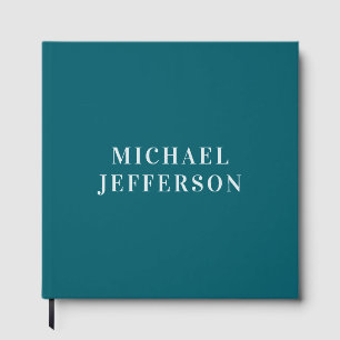 Chic Plain Dark Teal Color Personalized Custom Guest Book