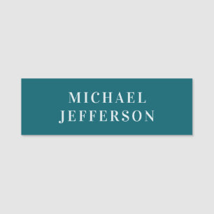 Chic Plain Dark Teal Color Personalized Custom Name Tag