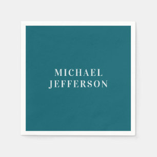 Chic Plain Dark Teal Color Personalized Custom Napkins