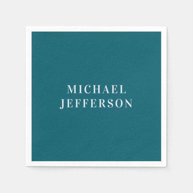 Chic Plain Dark Teal Color Personalized Custom Napkins (Front)