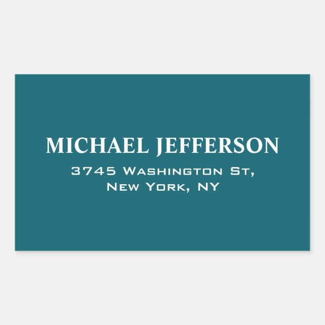 Chic Plain Dark Teal Color Personalized Custom Rectangular Sticker (Front)