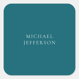 Chic Plain Dark Teal Color Personalized Custom Square Sticker