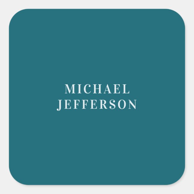 Chic Plain Dark Teal Color Personalized Custom Square Sticker (Front)