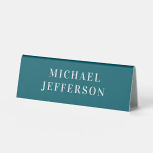 Chic Plain Dark Teal Color Personalized Custom Table Tent