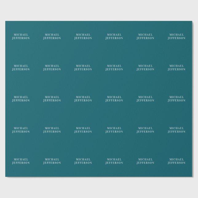 Chic Plain Dark Teal Color Personalized Custom Wrapping Paper (Flat)