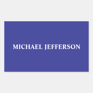 Chic Plain Deep Blue Personalized Custom Name Rectangular Sticker