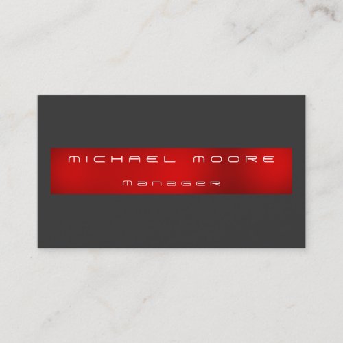 Chic Plain Gray Red Stripe Manager Business Card