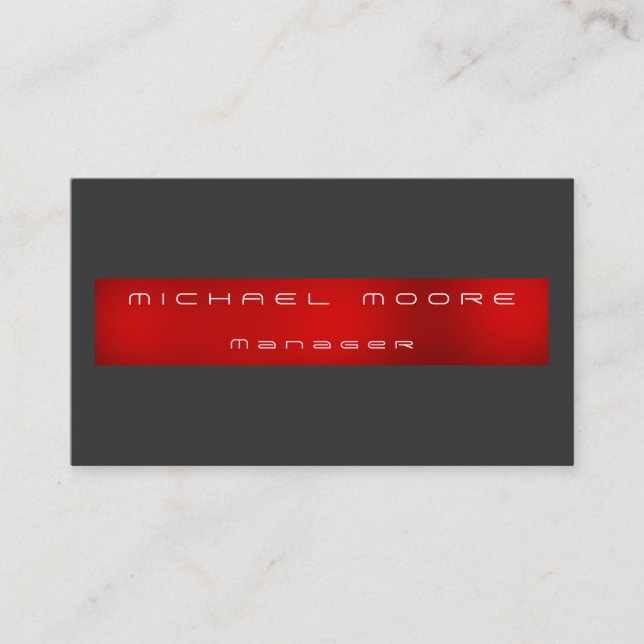 Chic Plain Gray Red Stripe Manager Business Card (Front)