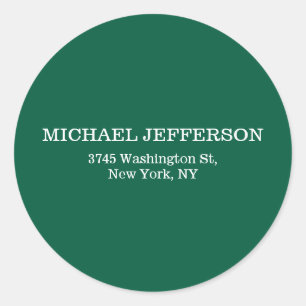 Chic Plain Hunter Green Color Personalized Custom Classic Round Sticker