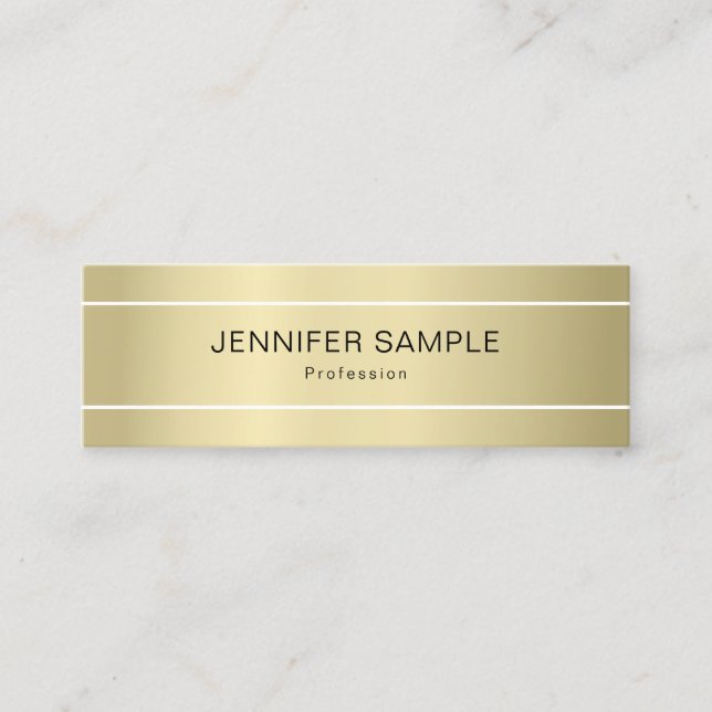 Chic Plain Modern Professional Elegant Gold Look Mini Business Card (Front)